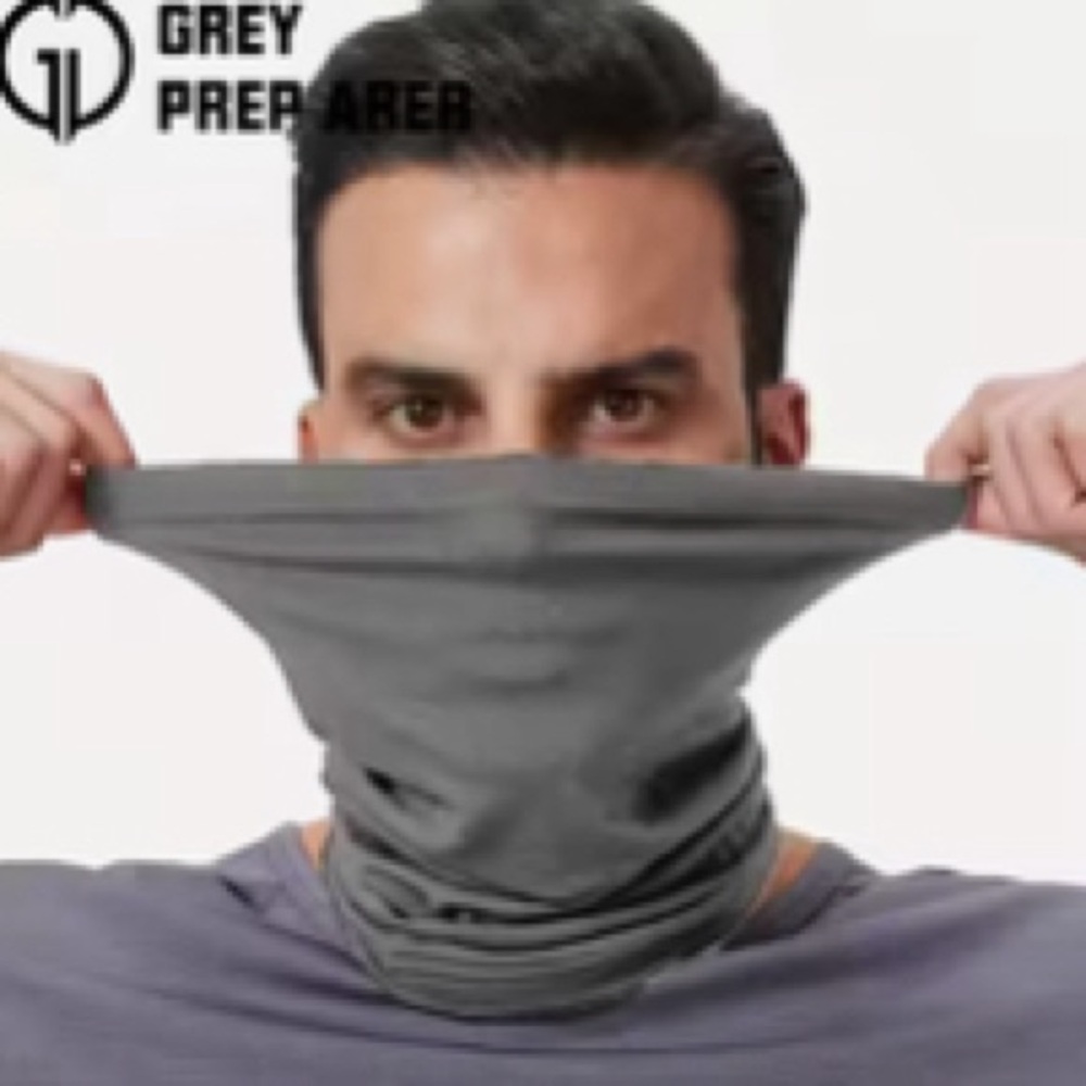 Neck Gaiter Scarf Bandana Mask Multifunctional Use Headband Blindfold Grey